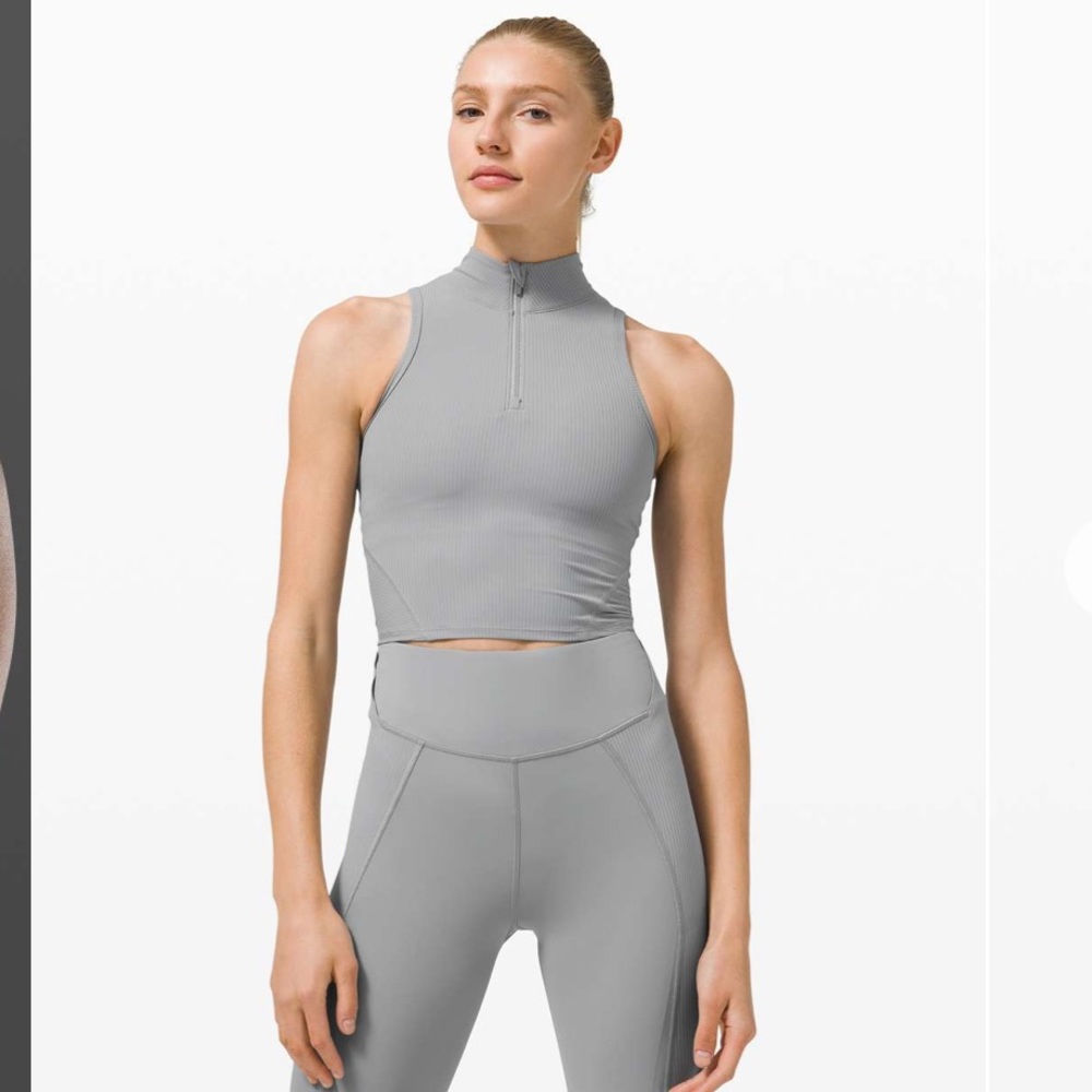 Lululemon Rib Zip-Front Cropped Run Tank Top
Rhino Grey